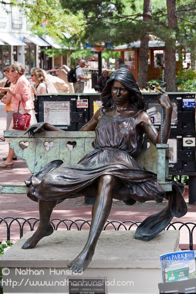 A sculpture on the Pearl Street Mall in Boulder, CO, entitled 